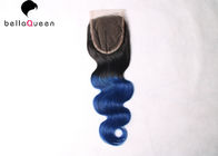 China Zwei Spitze-Schließungs-Menschenhaar-Webart-Schließung Haar mit drei Tönen 1B/Blau Firma